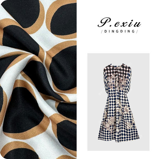 PanYiXiu/潘依绣【夏日旋律】人丝法式撞色波点系带连衣裙W-61416 商品图0