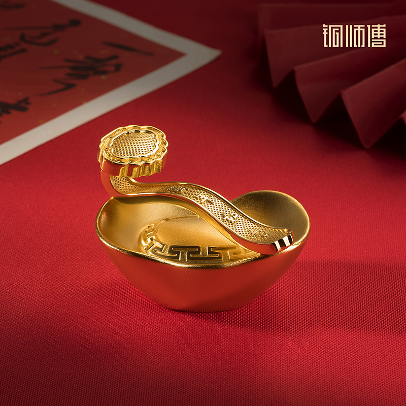 铜师傅《一锭如意》上新了故宫联名 元宝如意摆件家居开业礼品