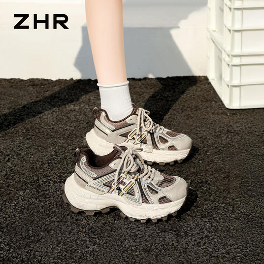 ZHR厚底老爹鞋女2026年春夏季新款银色增高透气鞋子运动鞋软底休闲 商品图4