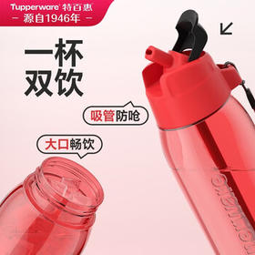 特百惠（Tupperware）乐动750ml男女士学生大容量泡茶杯运动塑料水杯子带吸管 火艳红