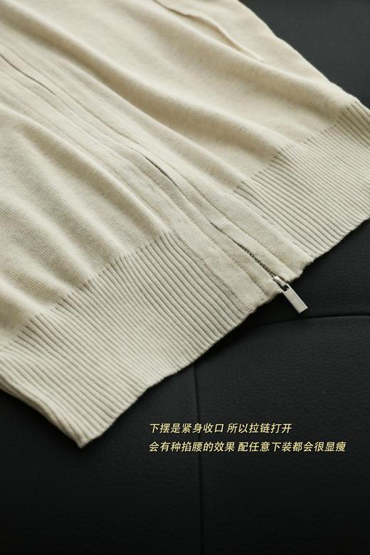 软薄垂 亚麻原色拉链连帽开衫 商品图11