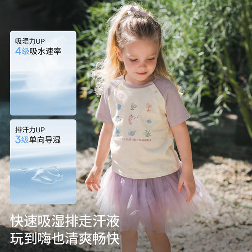 【宝宝服饰】嫚熙童装儿童短袖T恤2026夏吸湿排汗男女宝凉感冰薄荷竹节棉上衣 商品图3