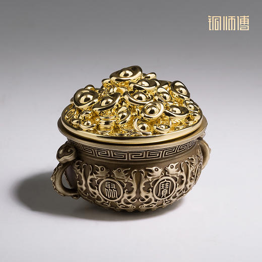 铜师傅《转钱聚宝盆》客厅桌面铜摆件 家居装饰工艺品 开业礼物 商品图2