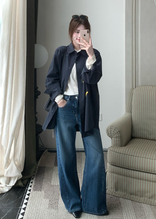 【门店同款】ENJOY春季趣味刺绣长袖衬衫 170551868 商品图1