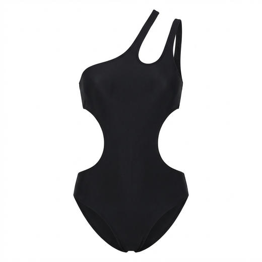 【单肩露背！黑色显瘦剪裁立体】冬日温泉服，女性感连体泳衣，黑色复古比基尼，小胸聚拢，露背女士泡温泉 商品图4