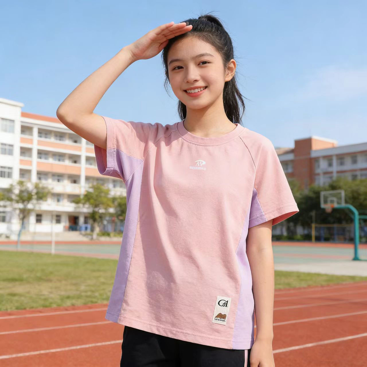 Amilife宣纸拼接炫彩短袖