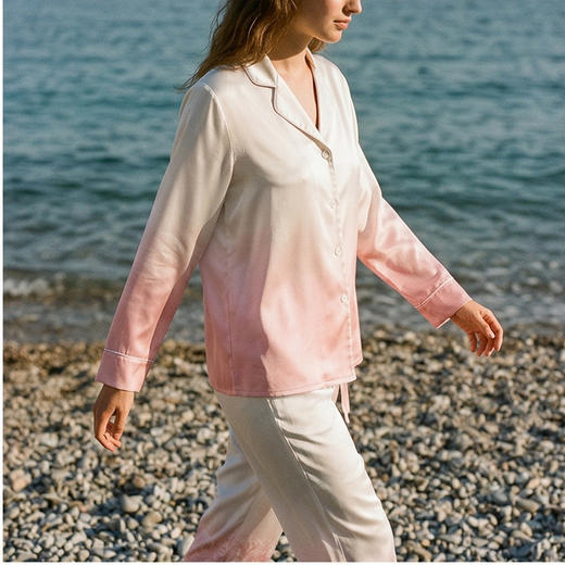 南法SJD soie jardin3#保加利亚玫瑰系列提花渐变印花桑蚕丝家居套装S322 商品图9