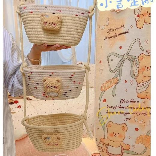 【多层多格收纳❗承重稳定】挂袋卡通挂墙收纳篮挂筐宿舍房间悬挂卧室壁棉线编织墙挂式门后。xb 商品图2