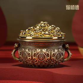 铜师傅《转钱聚宝盆》客厅桌面铜摆件 家居装饰工艺品 开业礼物
