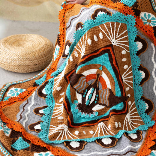 苏苏姐家鸿雁团花平棋毯子手工DIY家居钩针毛线4股棉自制材料包 商品图3