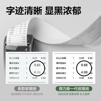 得力（deli）57*30型6.5米*50卷 薄荷海无管芯热敏超市纸 京东外卖超市小票纸 ZS189【适配58mm机器 5801P等】 商品图1