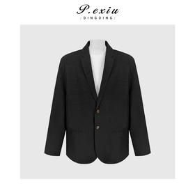 PanYiXiu/潘依绣 100%桑蚕丝龟纹香云纱极简高级感气质百搭单排扣西装外套 YL22022