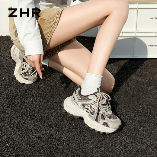 ZHR厚底老爹鞋女2026年春夏季新款银色增高透气鞋子运动鞋软底休闲 商品图6