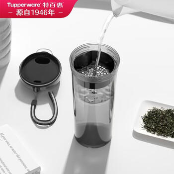 特百惠（Tupperware）晶彩400ml塑料杯男女士学生运动水杯子大容量泡茶杯 酷炫黑 商品图5