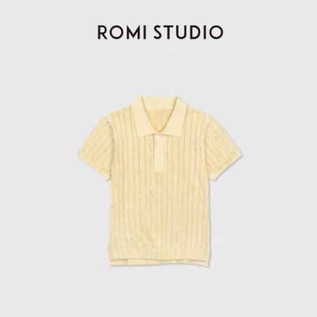 ROMI STUDIO“简约老钱”高智感麻花纹理polo领针织短袖 RWDSSU1653 商品图3