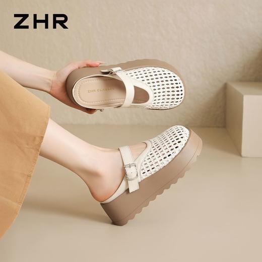 ZHR则则包头编织半拖鞋女2026新款夏季厚底外穿轻便配裙罗马凉拖 商品图8