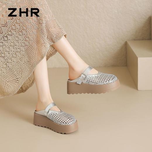 ZHR则则包头编织半拖鞋女2026新款夏季厚底外穿轻便配裙罗马凉拖 商品图7