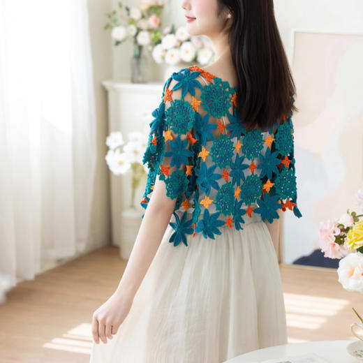 苏苏姐家花野罩衫手工diy衣服钩针蕾丝短袖毛线团自制材料包 商品图3