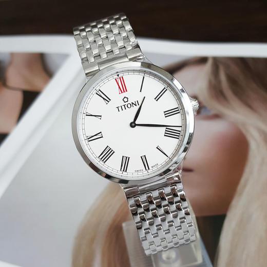 【全新】TITONI 梅花TQ 52718 S-608石英机芯37MM（男款）纤薄系列精钢160426NJ54 商品图4