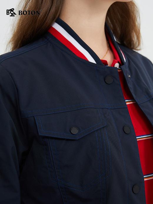 波顿女士春秋季短款飞行夹克棒球服长袖百搭外套LJ870121 商品图4