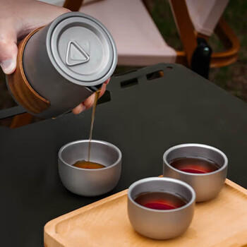 探险者（TAN XIAN ZHE）户外茶具套装便携式不锈钢钛化杯茶水分离泡茶器一体露营 商品图6
