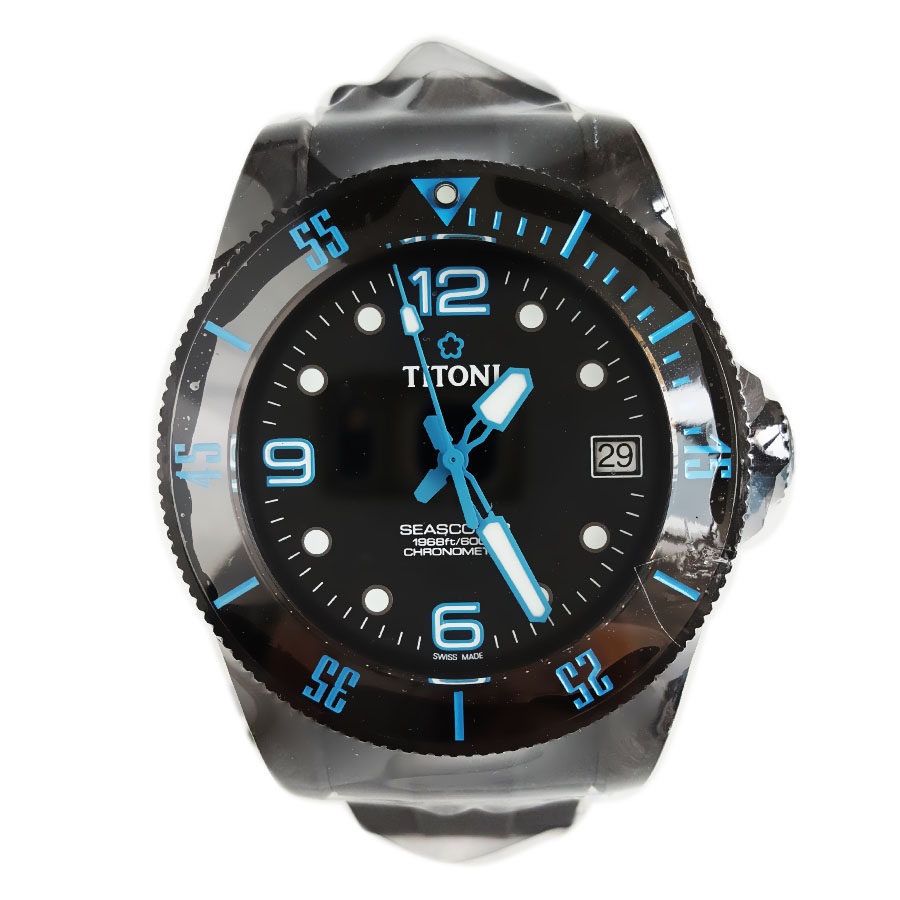 【99新】TITONI 梅花83600C-BL-256天文台认证自动机械机芯日期显示42MM（男款）Seascoper 海洋探索系列碳/陶瓷180426NJ36