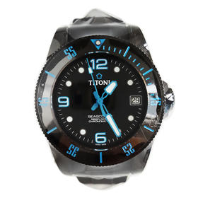 【全新】TITONI 梅花83600C-BL-256天文台认证自动机械机芯日期显示42MM（男款）Seascoper 海洋探索系列碳/陶瓷180426NJ36