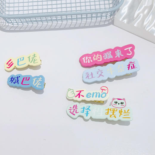 ZY彩文字对夹对装发夹-纪念日百货门店同款170497339 商品图1