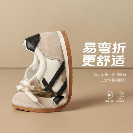ZHR头层牛皮德训鞋女2026春季超软小白鞋女轻便平底休闲鞋阿甘鞋 商品图3