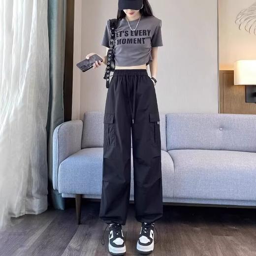 【可阔腿/可束脚❗速干工装裤】美式工装裤女春夏季新款高腰显瘦小个子休闲直筒束脚运动裤。ri 商品图2