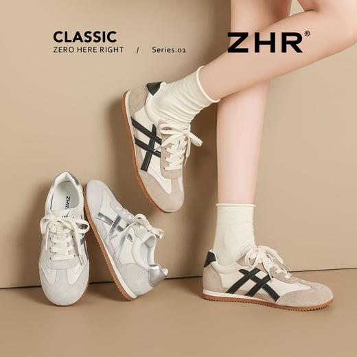 ZHR头层牛皮德训鞋女2026春季超软小白鞋女轻便平底休闲鞋阿甘鞋 商品图9