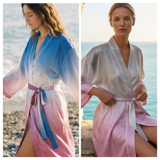 南法SJD soie jardin3#保加利亚玫瑰系列提花渐变印花桑蚕丝家居套装S322 商品图11