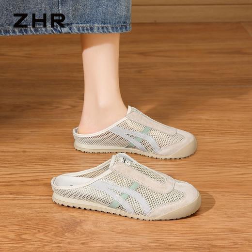 ZHR复古脚蹬半拖鞋2026夏季新款软底透气网面女鞋百搭休闲鞋 商品图0