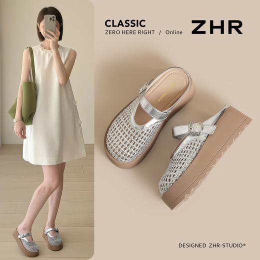ZHR则则包头编织半拖鞋女2026新款夏季厚底外穿轻便配裙罗马凉拖 商品图2