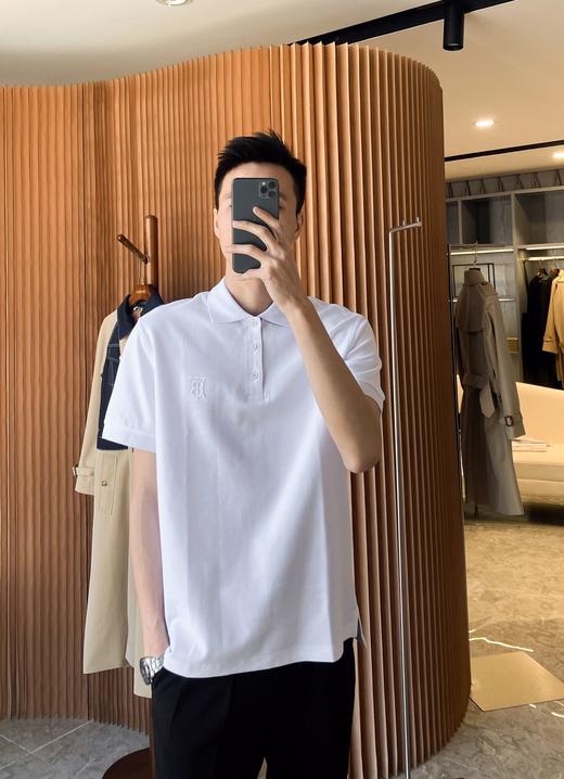 bur巴宝莉橡树叶徽章刺绣珠地网眼布棉质 Polo 衫 商品图12