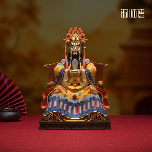 铜师傅《龙五爷》客厅 桌面全黄铜泥金财神  家居纯手绘菩萨摆件 商品图6