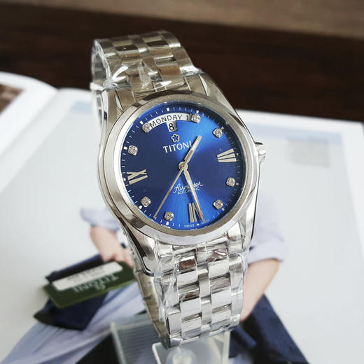 【99新】TITONI 梅花93808 S-259自动机械机芯日期、星期显示39MM（男款）Airmaster 空中霸王系列精钢170426NJ19 商品图3