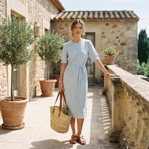 PALUOPO/PL19姆米弹力冠乐绉桑蚕丝圆领肌理感减龄提花连衣裙ES250083Z 商品图1