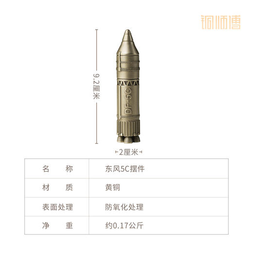 铜师傅《东风61摆件》《东风5C摆件》可爱版“大国重器”办公桌工艺品摆件 商品图6