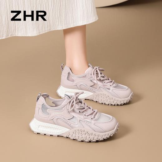 【猪皮垫】ZHR网面透气德训鞋夏季新款浅紫甜美阿甘鞋休闲运动鞋 商品图7