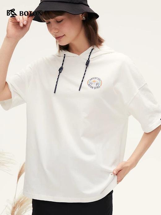 波顿女士夏季连帽设计感小众短袖宽松休闲上衣LT279222 商品图3