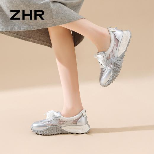 ZHR则则绣花蕾丝网面透气德训鞋阿甘鞋2026夏季新款运动休闲鞋女 商品图9