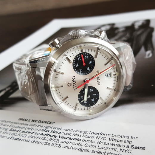 【全新】TITONI 梅花94020S-ST-680自动机械机芯日期显示、计时41MM（男款）HERITAGE 复刻系列精钢180426NJ54 商品图5