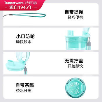 特百惠（Tupperware）晶彩400ml塑料杯男女士学生运动水杯子大容量泡茶杯 酷炫黑 商品图7
