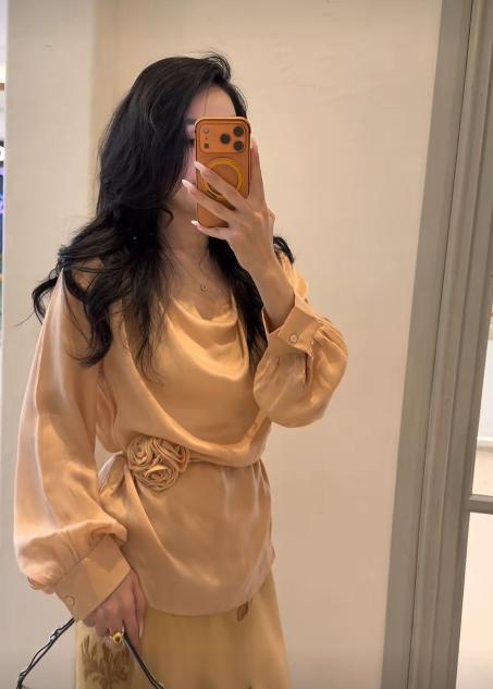 【门店同款】ENJOY夏季雾杏蔷薇荡领上衣 171195818 商品图0