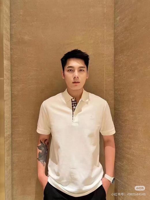 bur巴宝莉橡树叶徽章刺绣珠地网眼布棉质 Polo 衫 商品图4
