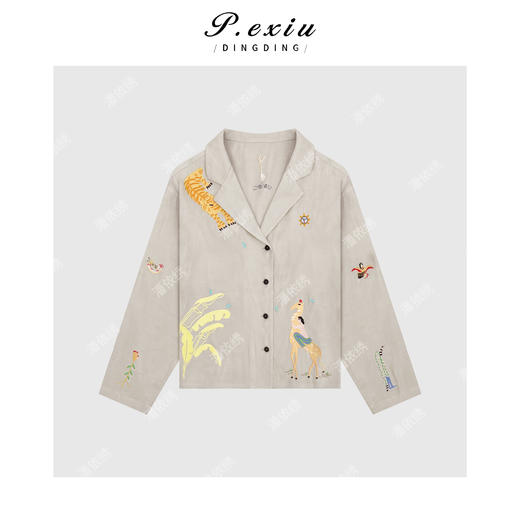 PanYiXiu/潘依绣【海岛乐园】亚麻人丝重工刺绣法式长袖衬衫W-62693 商品图1