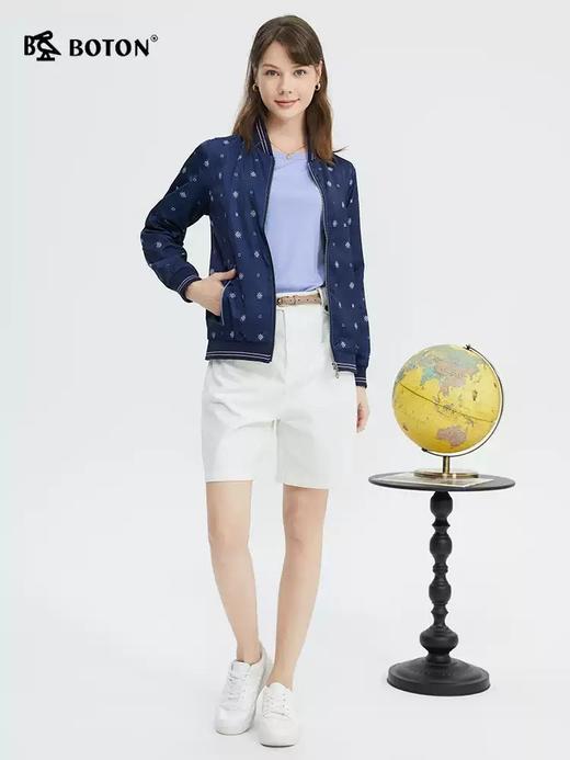 波顿女士春秋季棒球服潮流时尚美式休闲印花短款长袖外套LJ862120 商品图1