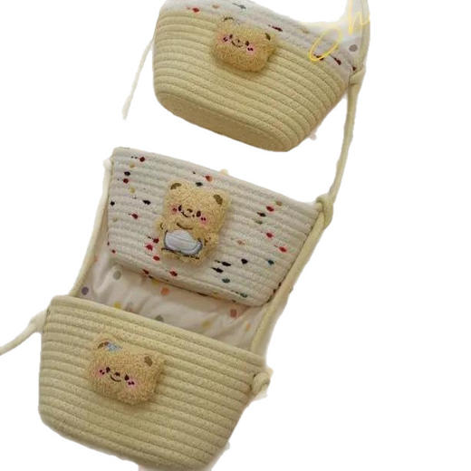 【多层多格收纳❗承重稳定】挂袋卡通挂墙收纳篮挂筐宿舍房间悬挂卧室壁棉线编织墙挂式门后。xb 商品图3