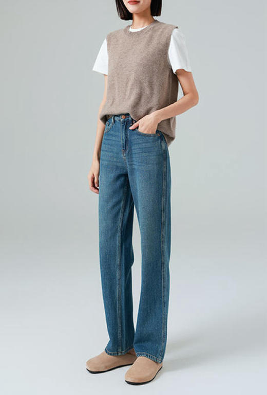 【99包邮 仅此一天】基础款阔腿裤！窄版直筒牛仔裤！2026女Jeans 软面料通勤休闲高腰春夏款！ 商品图1